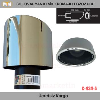 Carmind Sol Oval Yan Kesik Kromajlı Egzoz Ucu C-434A